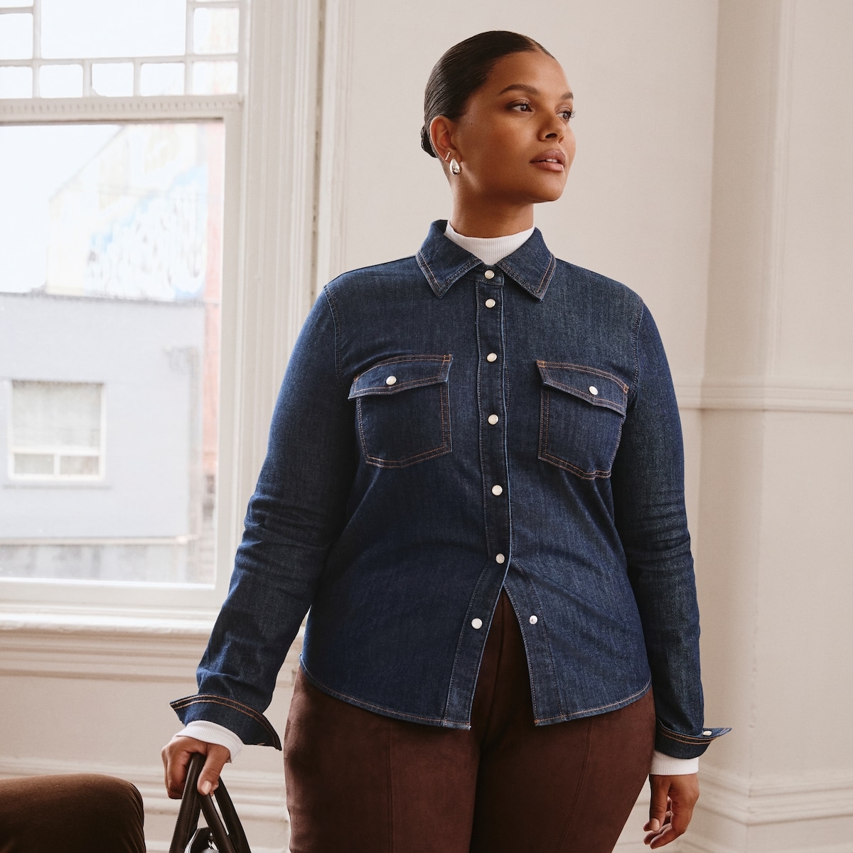 Joe Fresh Women+ Denim Button-Up Shirt 1 ea, $45.00/1ea