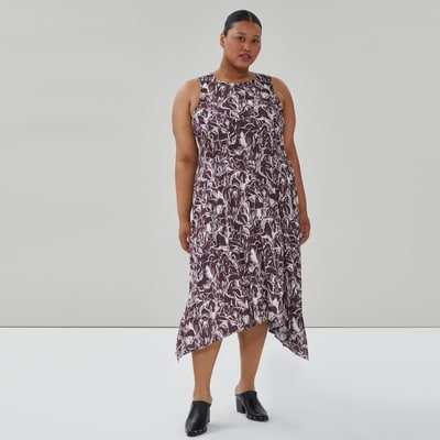 Women+ Printed Satin Dress - Burgundy