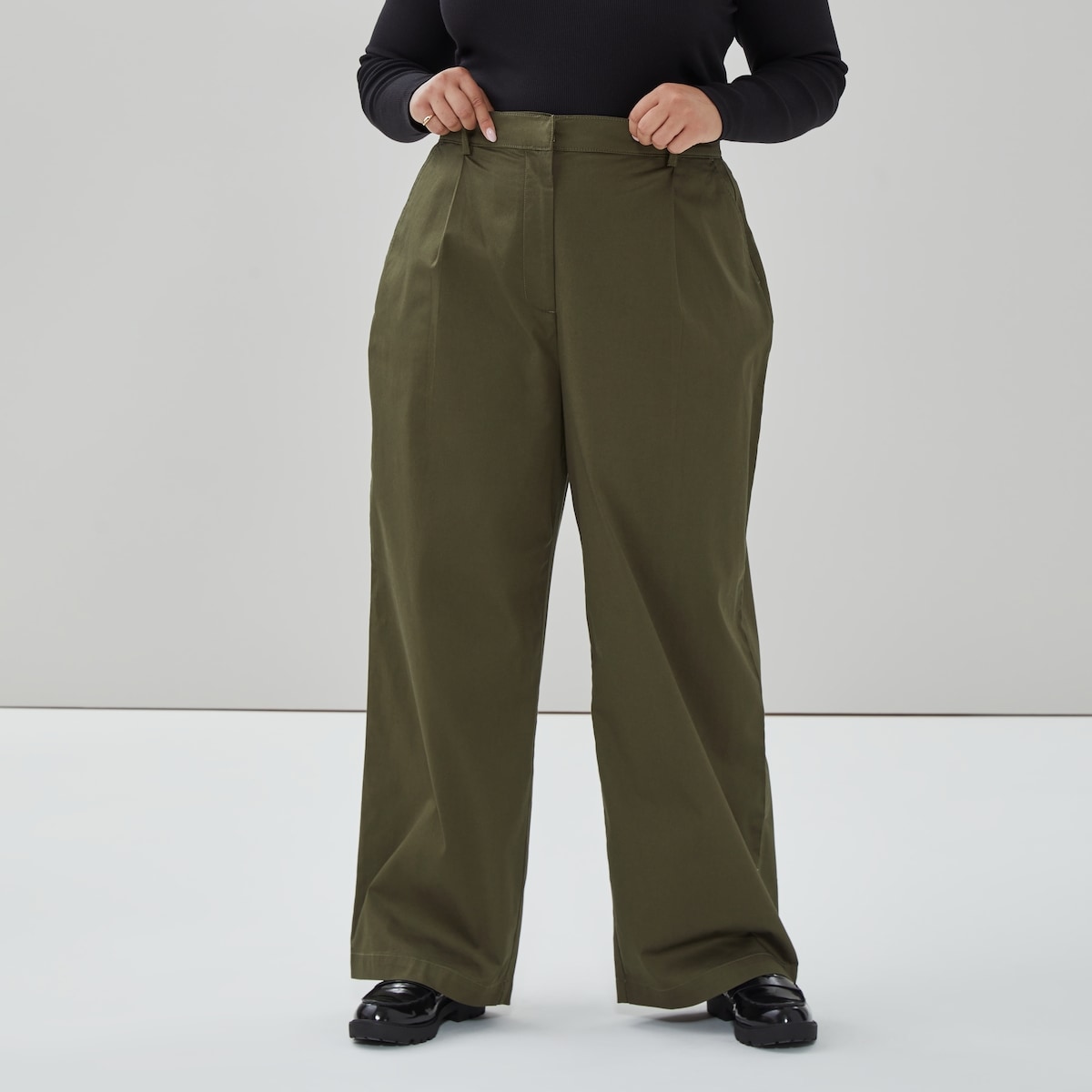 Women+ Ultra-High Rise Pleated Trouser - Dark Olive