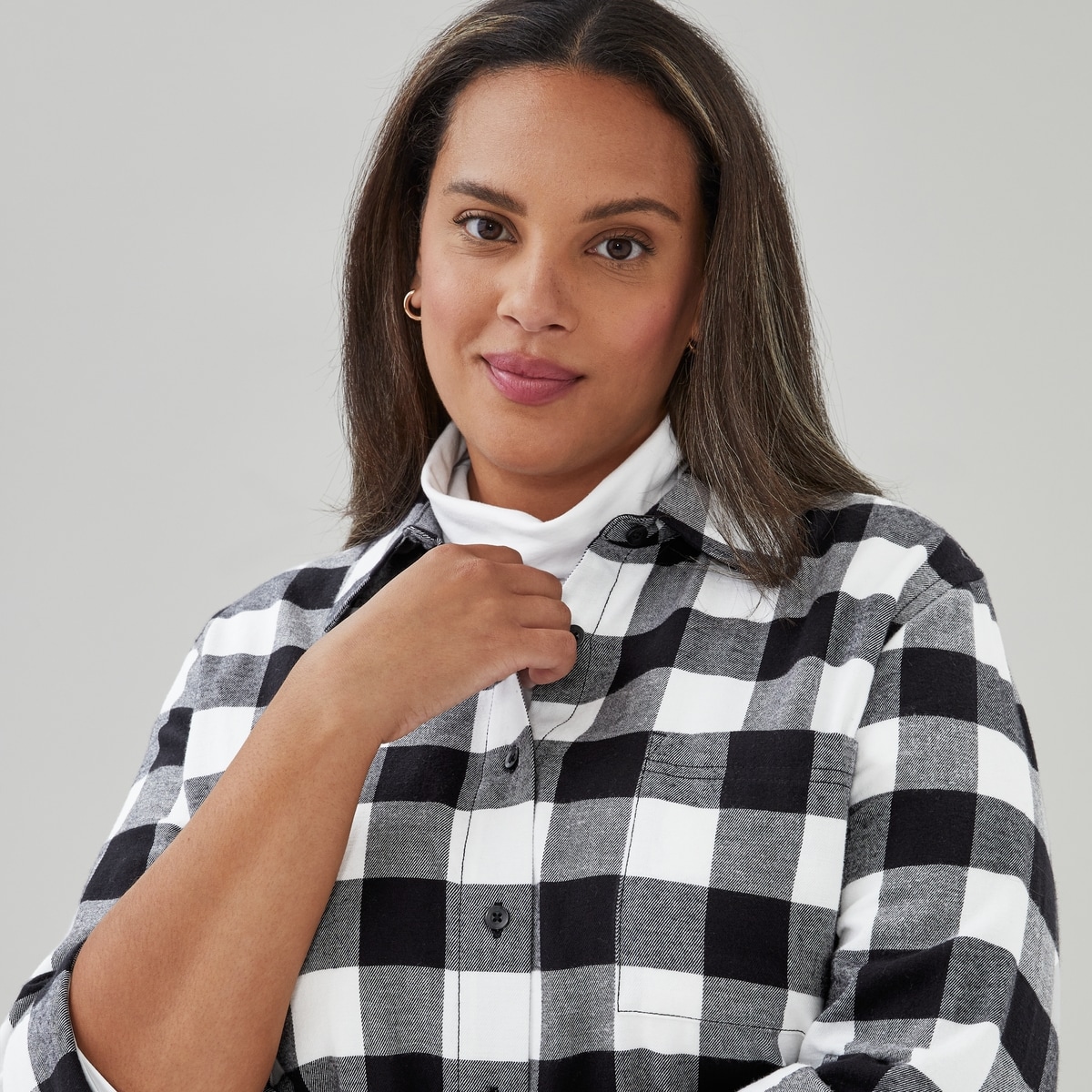 Women+ Buffalo Plaid Tunic - Black