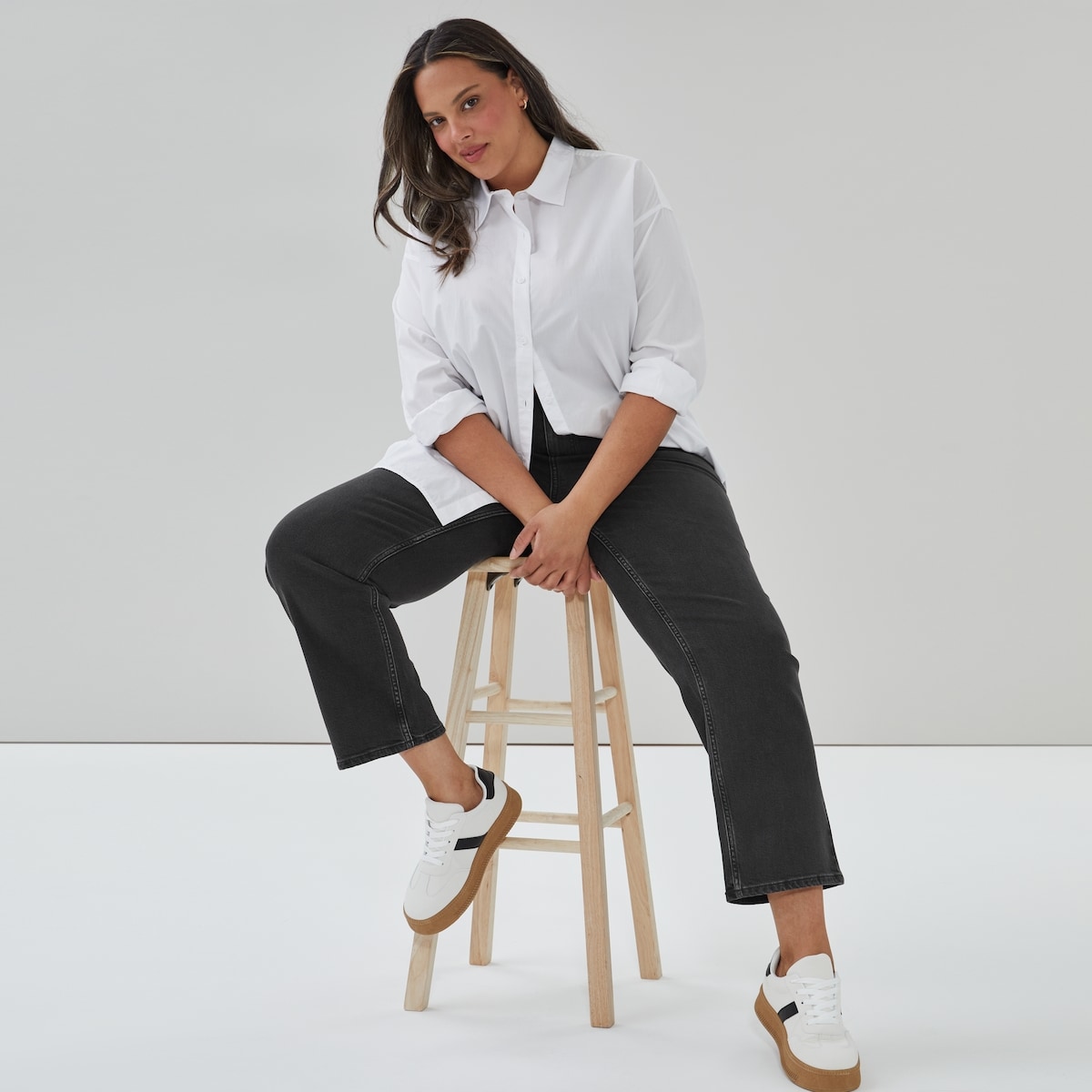 Women+ Black Wash Slim Straight Jean - Black