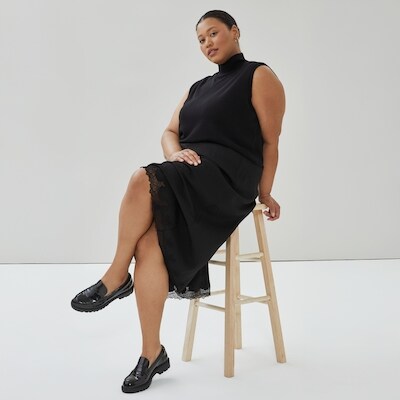 Jupe satine sans attache bordure dentelle Femmes+