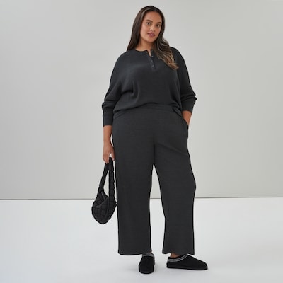 Pantalon à jambe large en tricot gaufré Femmes+ - Mélange D'Anthracite