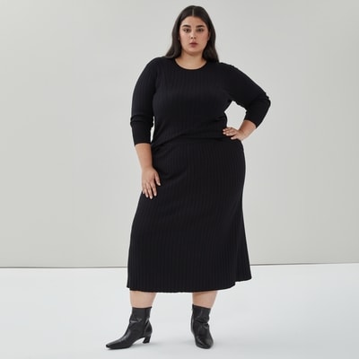 Jupe midi côtelée large Femmes+ - Noir JF
