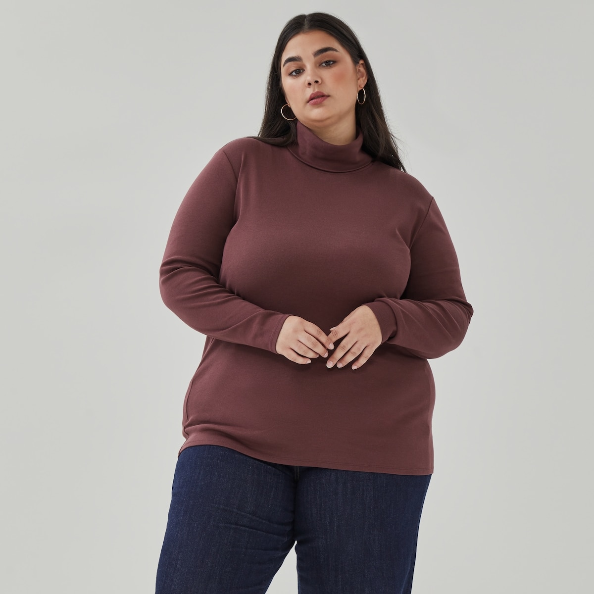 Col roul essentiel en coton biologique Femmes+ - Bourgogne Fonc