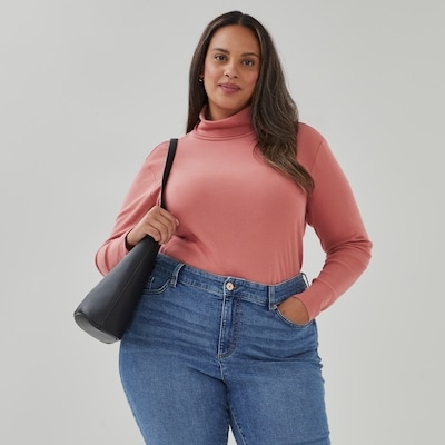 Women+ Organic Cotton Essential Turtleneck - Dusty Rose