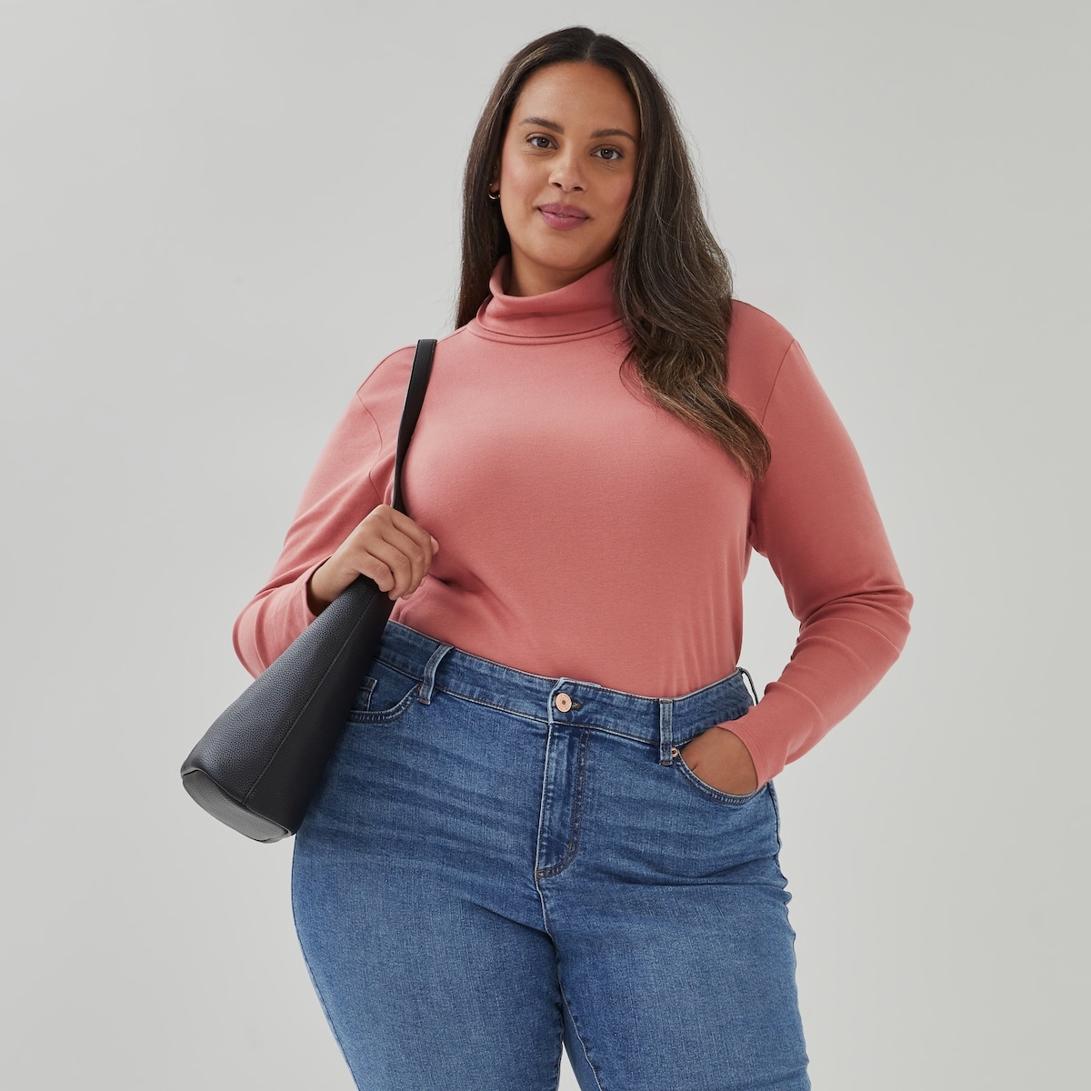 Women+ Organic Cotton Essential Turtleneck - Dusty Rose