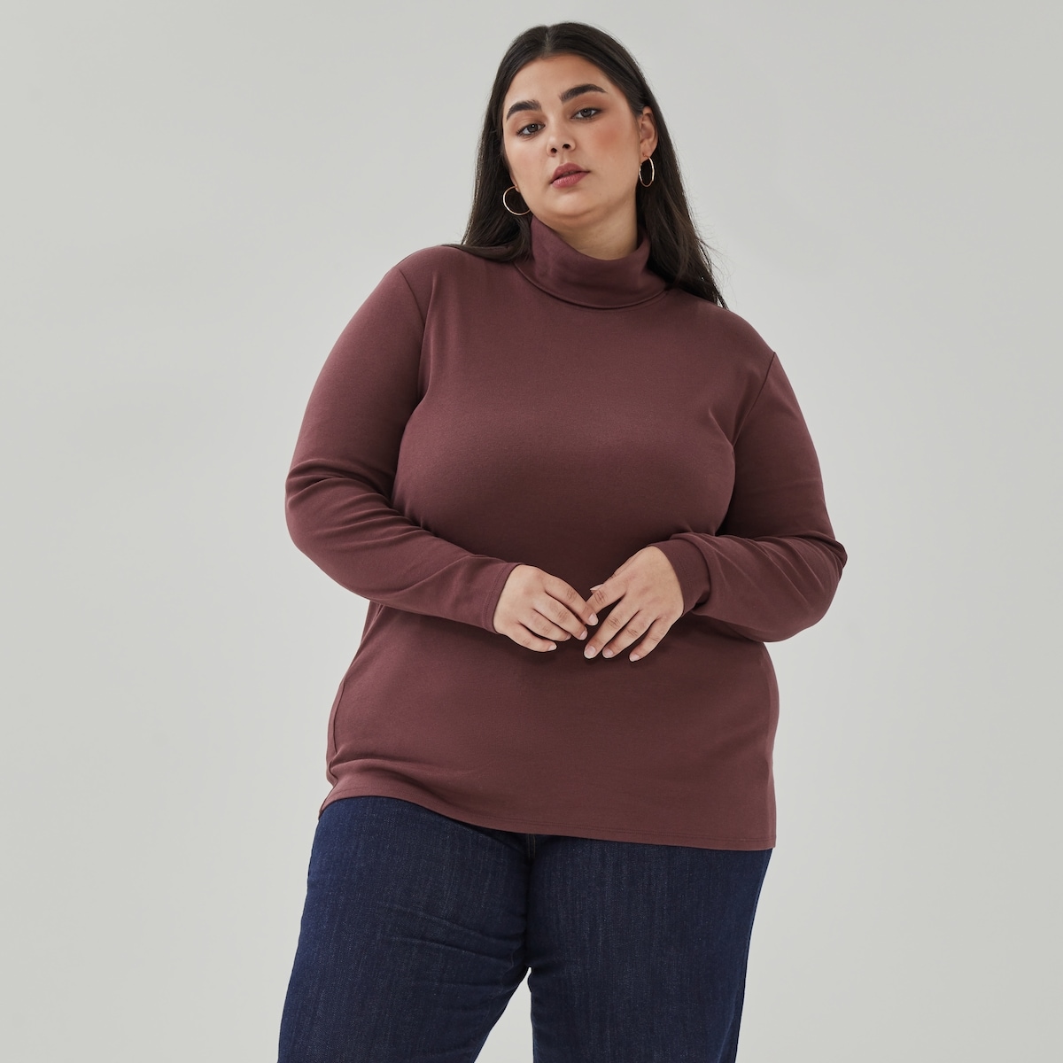 Women+ Organic Cotton Essential Turtleneck - Dark Burgundy