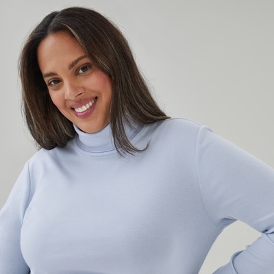 Women+ Organic Cotton Essential Turtleneck - Pale Blue