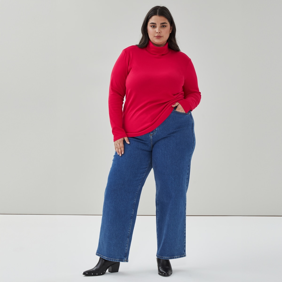 Women+ Organic Cotton Essential Turtleneck - Cherry Red