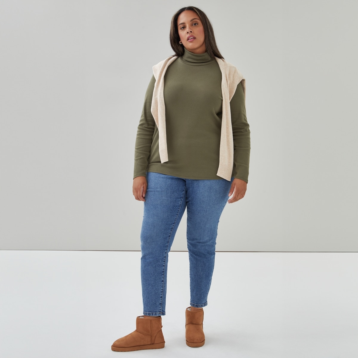 Women+ Organic Cotton Essential Turtleneck - Dark Olive