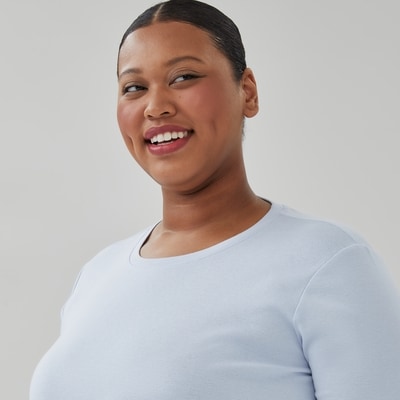 Haut essentiel manches longues en coton biologique - Bleu pâle