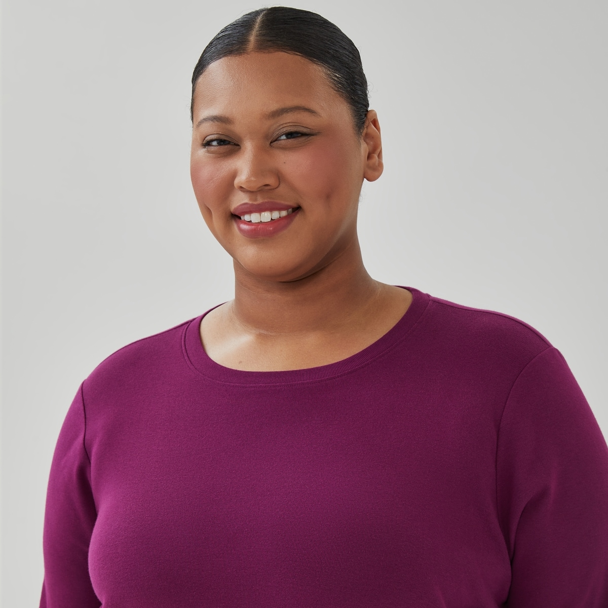 Women+ Organic Cotton Essential Long Sleeve Top - Dark Purple