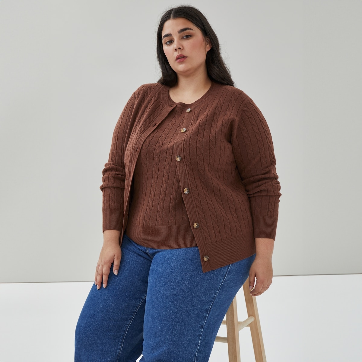 Cardigan  mailles torsades Femmes+