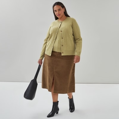 Cardigan à mailles torsadées Femmes+ - Olive Pâle