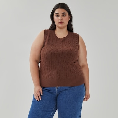 Cami-chandail à mailles torsadées Femmes+ - Brun