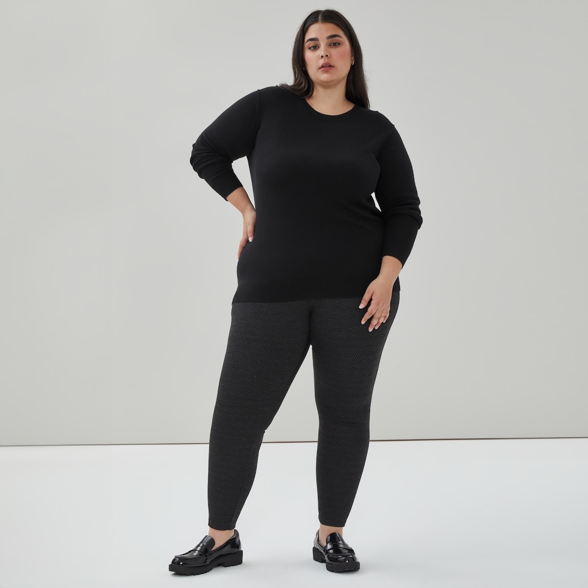 Women+ Cotton Cashmere Crew Neck Sweater - Jf Black