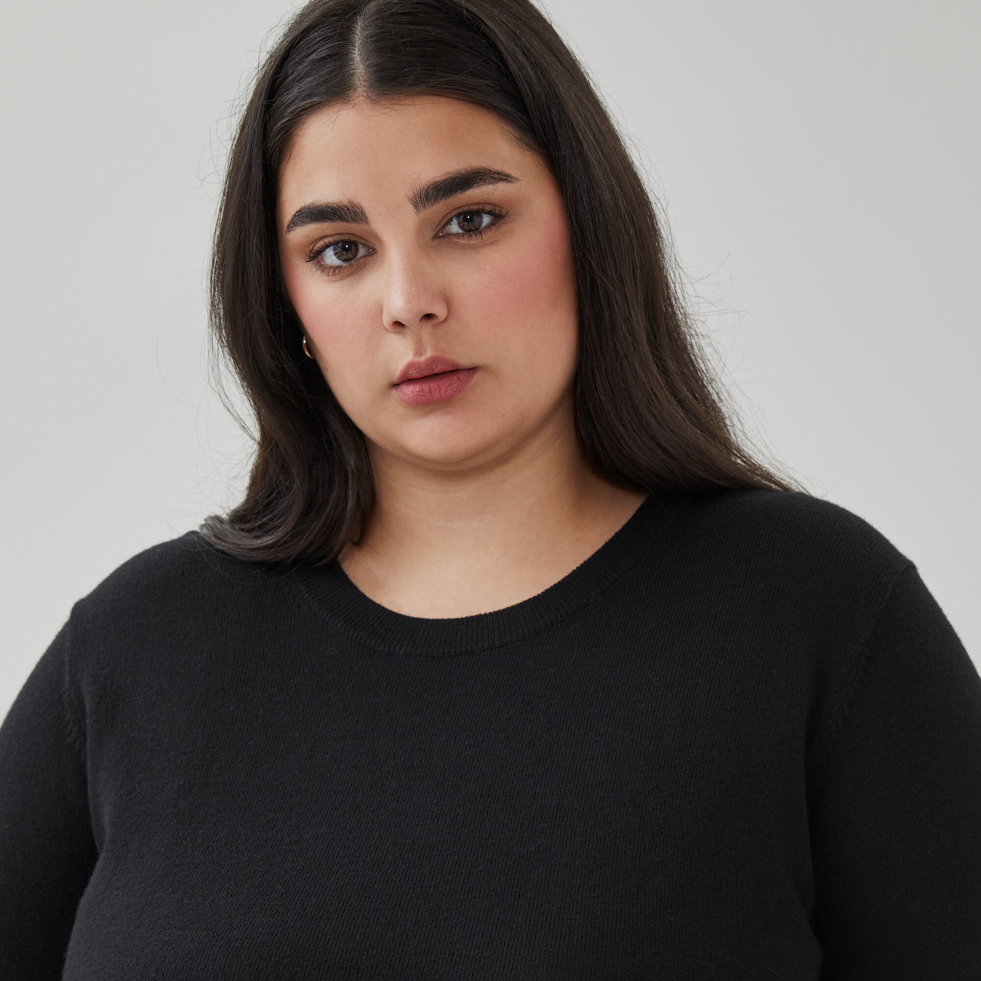Women+ Cotton Cashmere Crew Neck Sweater in JF Black from Joe Fresh