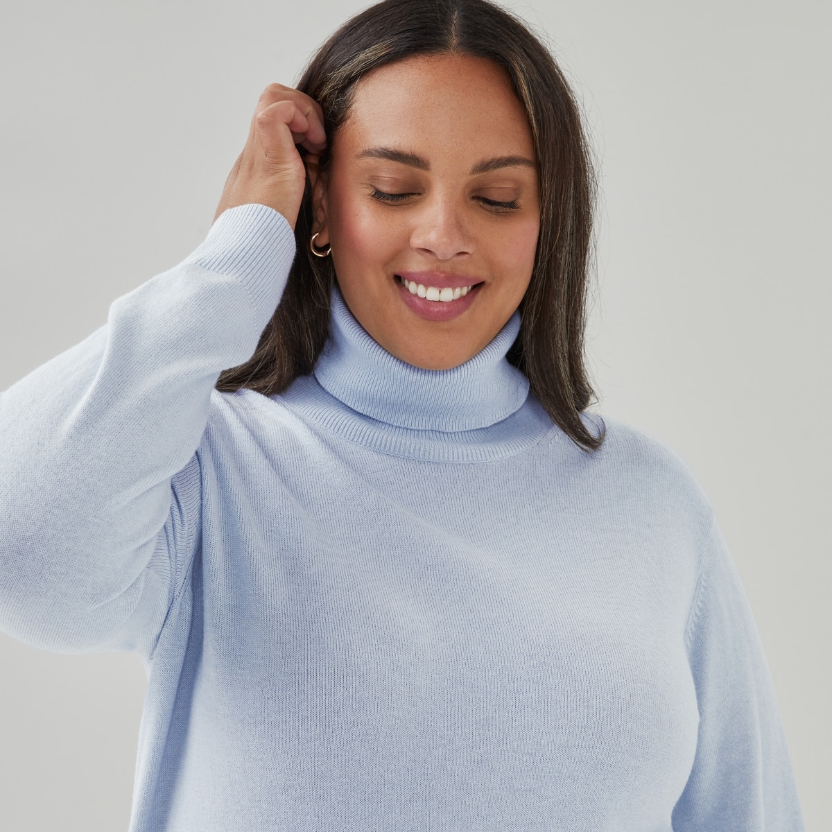 Women+ Cotton Cashmere Turtleneck - Pale Blue