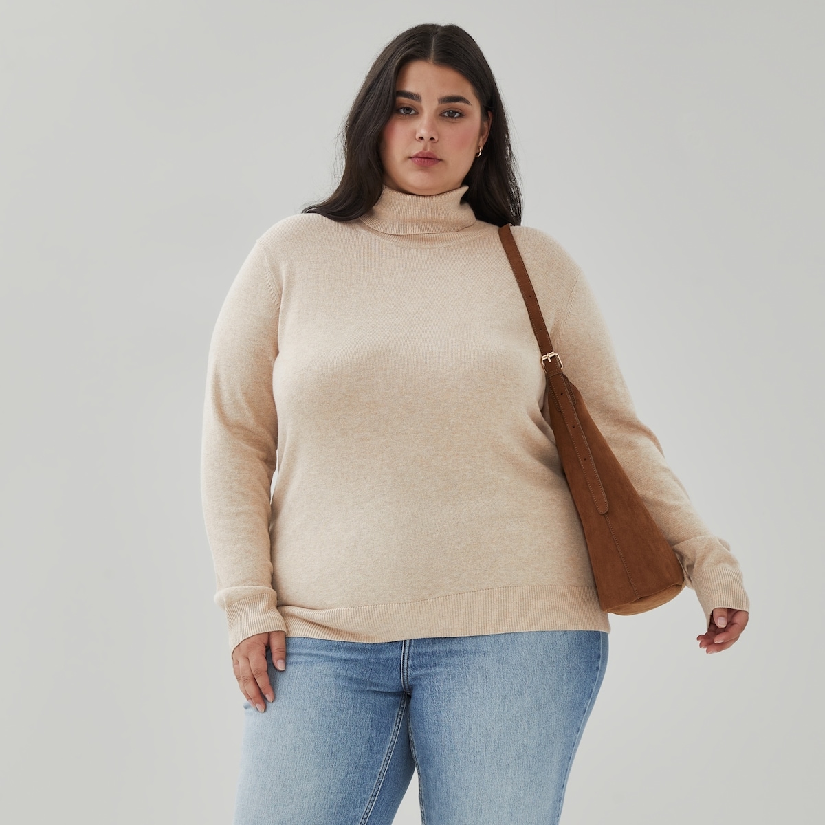 Women+ Cotton Cashmere Turtleneck - Oat Mix