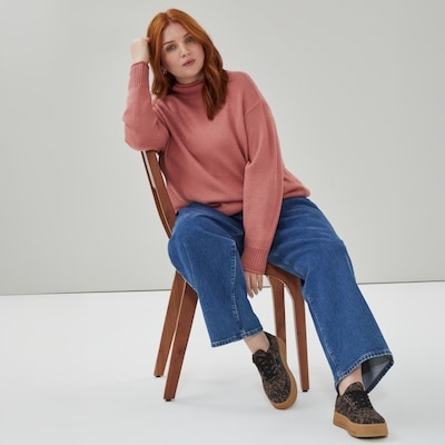 Women+ Mock Neck Sweater - Dusty Rose
