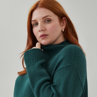 Women+ Mock Neck Sweater - Dark Green