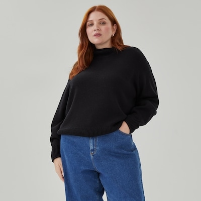 Women+ Mock Neck Sweater - JF Black