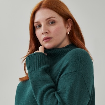 Women+ Mock Neck Sweater - Dark Green