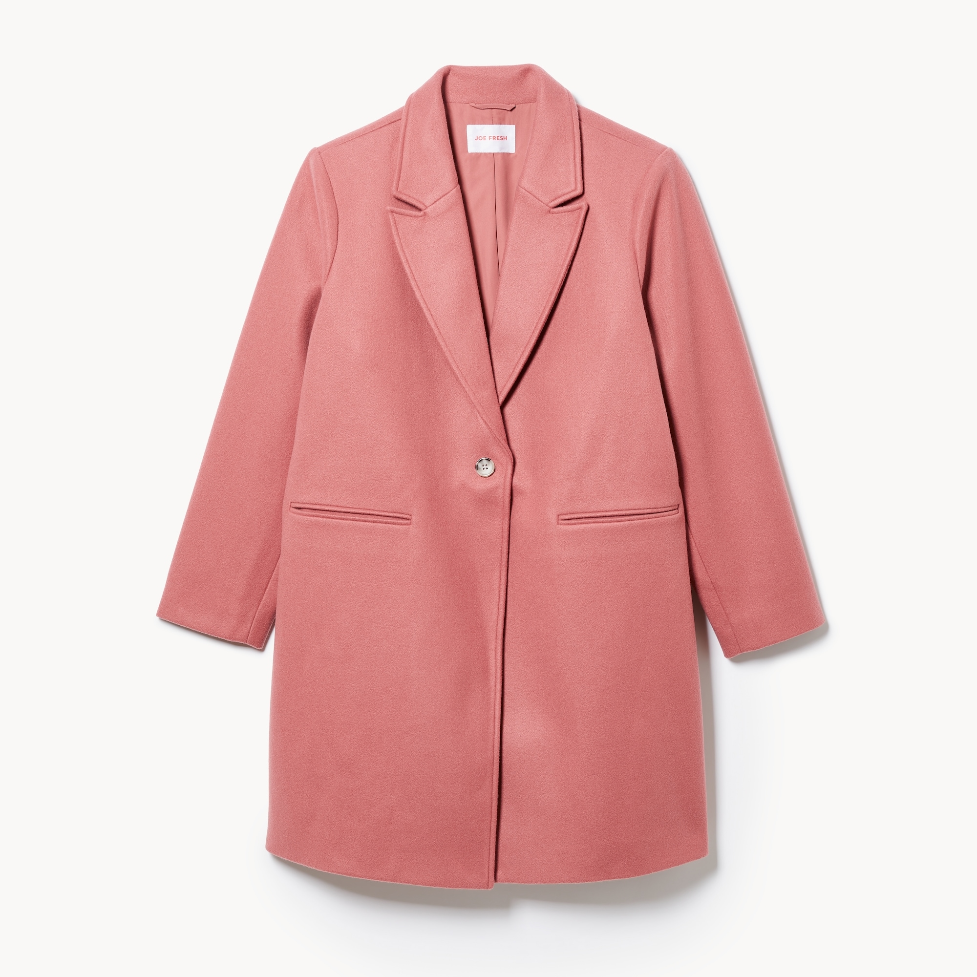 Women+ Melton Car Coat in Dusty Rose from Joe Fresh