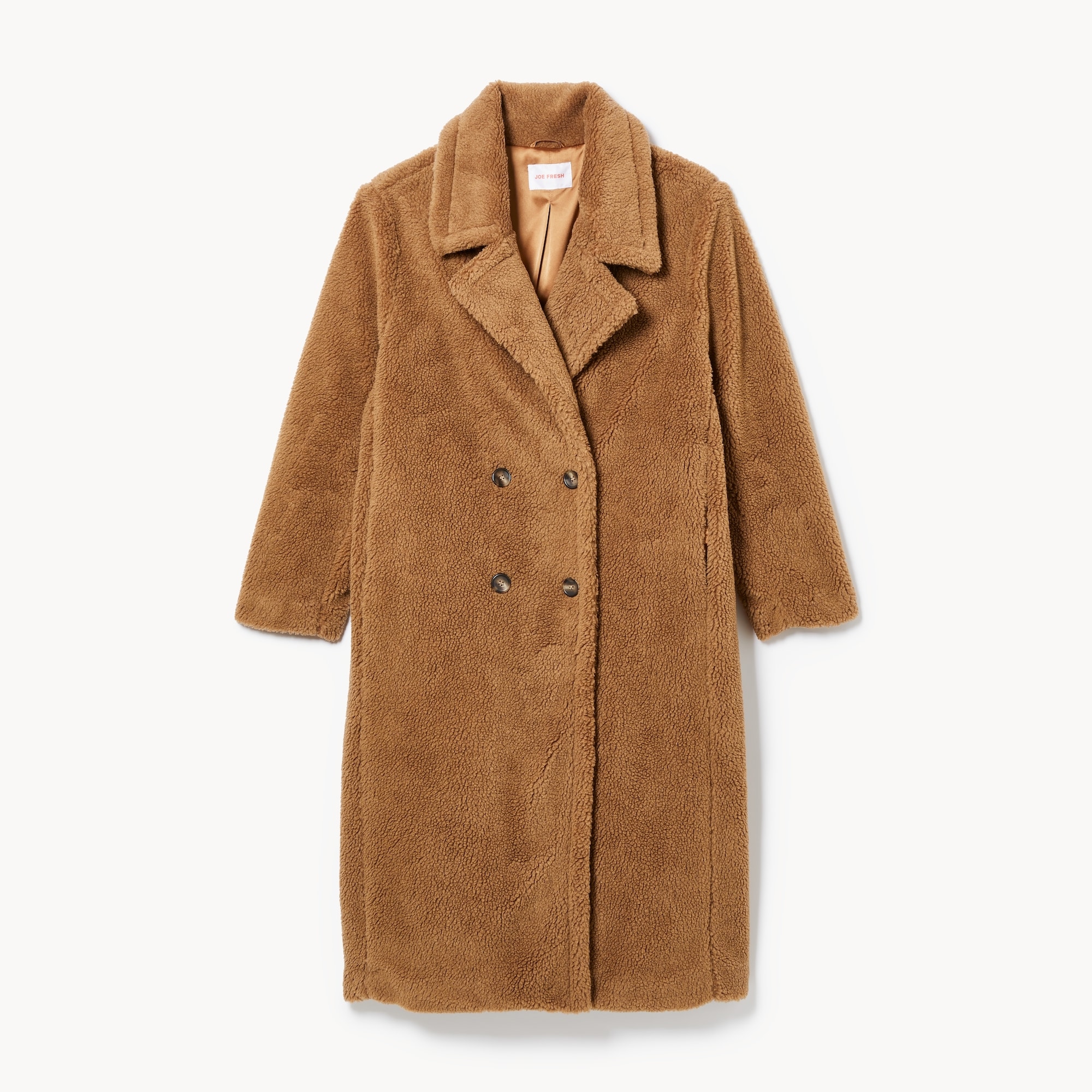 Faux Fur Oversized Coat in Camel from Joe Fresh