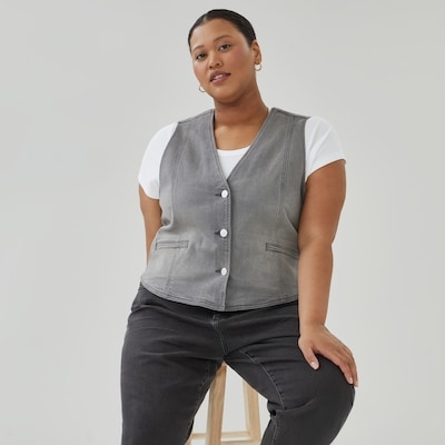 Women+ Denim Vest - Dark Grey