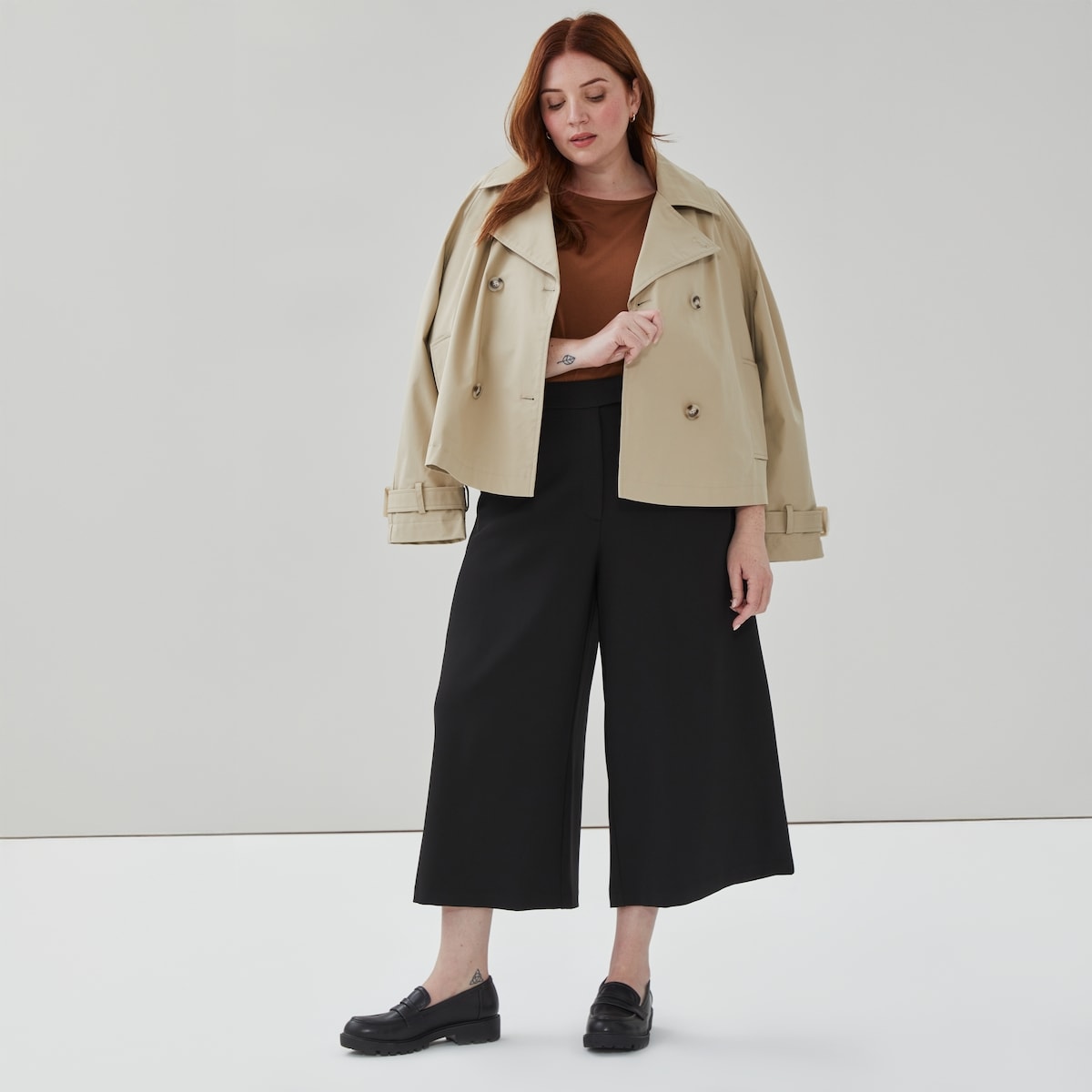Pantalon style jupe-culotte en crpe Femmes+