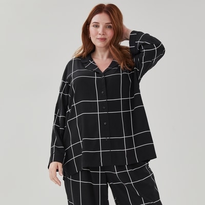 Chemise de nuit imprimée Femmes+ - Noir