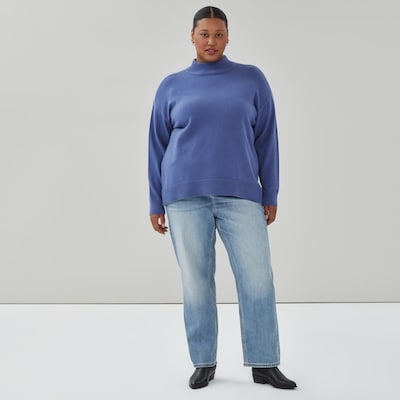 Chandail en tricot à col montant Femmes+ - Bleu Cendré