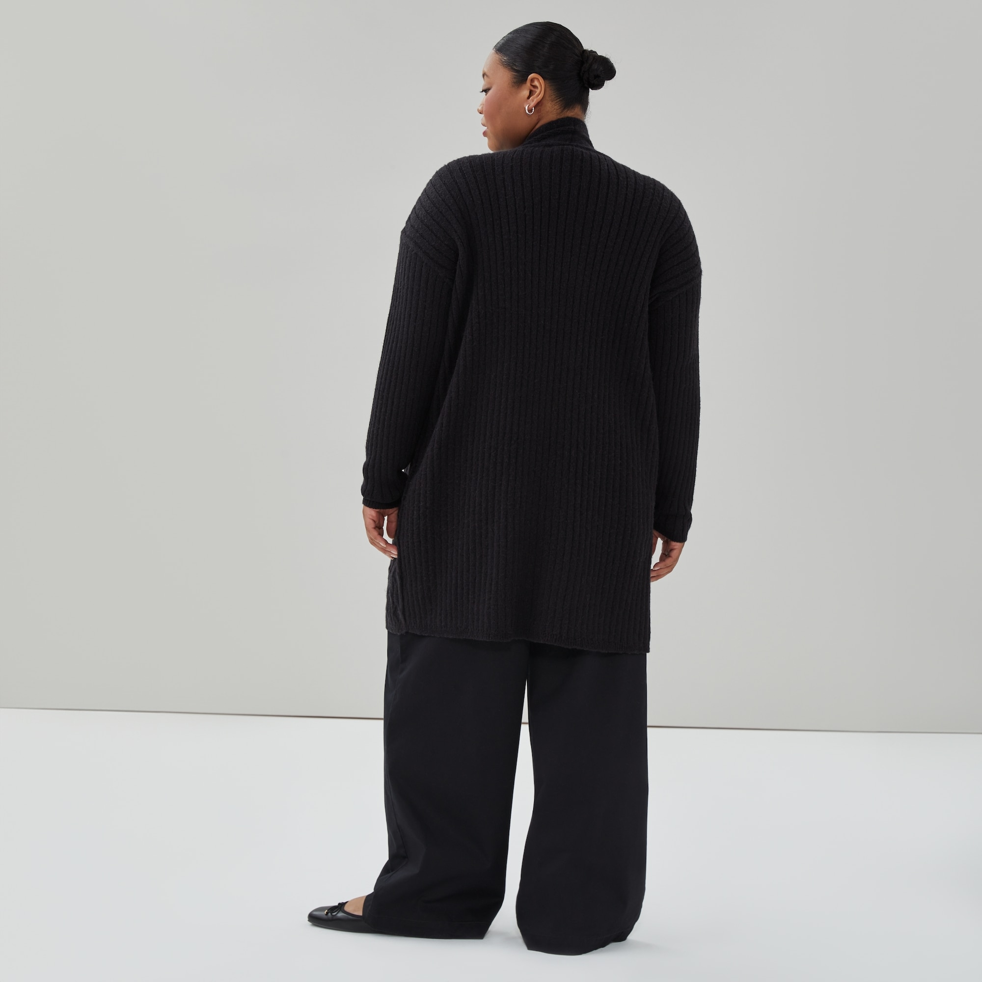 Women+ Open-Front Cable Knit Cardigan in JF Black from Joe Fresh