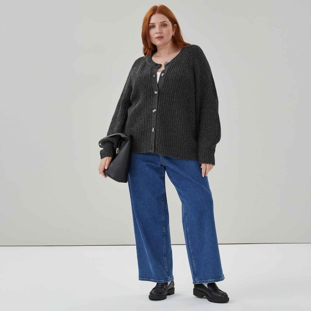 Women+ Blouson Sleeve Shaker Cardigan