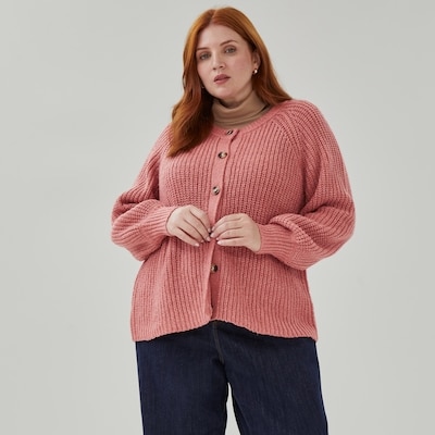 Women+ Blouson Sleeve Shaker Cardigan - Dusty Rose