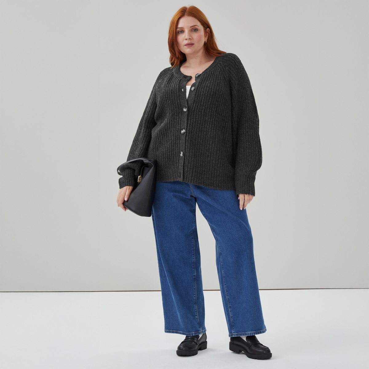 Women+ Blouson Sleeve Shaker Cardigan