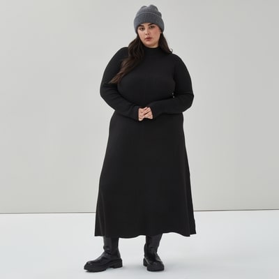 Robe-chandail côtelée Femmes+ - Noir