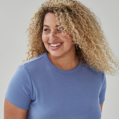 T-shirt côtelé Femmes+ - Bleu Cendré
