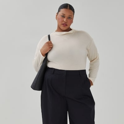 Haut à manches longues à col haut Femmes+ - Écru