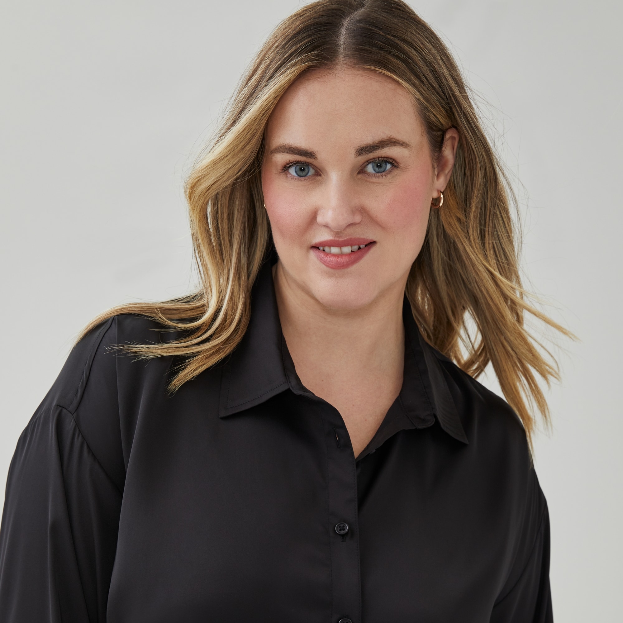 Women+ Satin Oversized Button-Up Shirt in JF Black from Joe