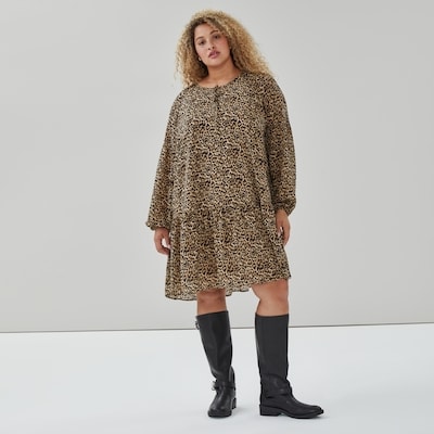 Women+ Chiffon Keyhole Dress - Taupe