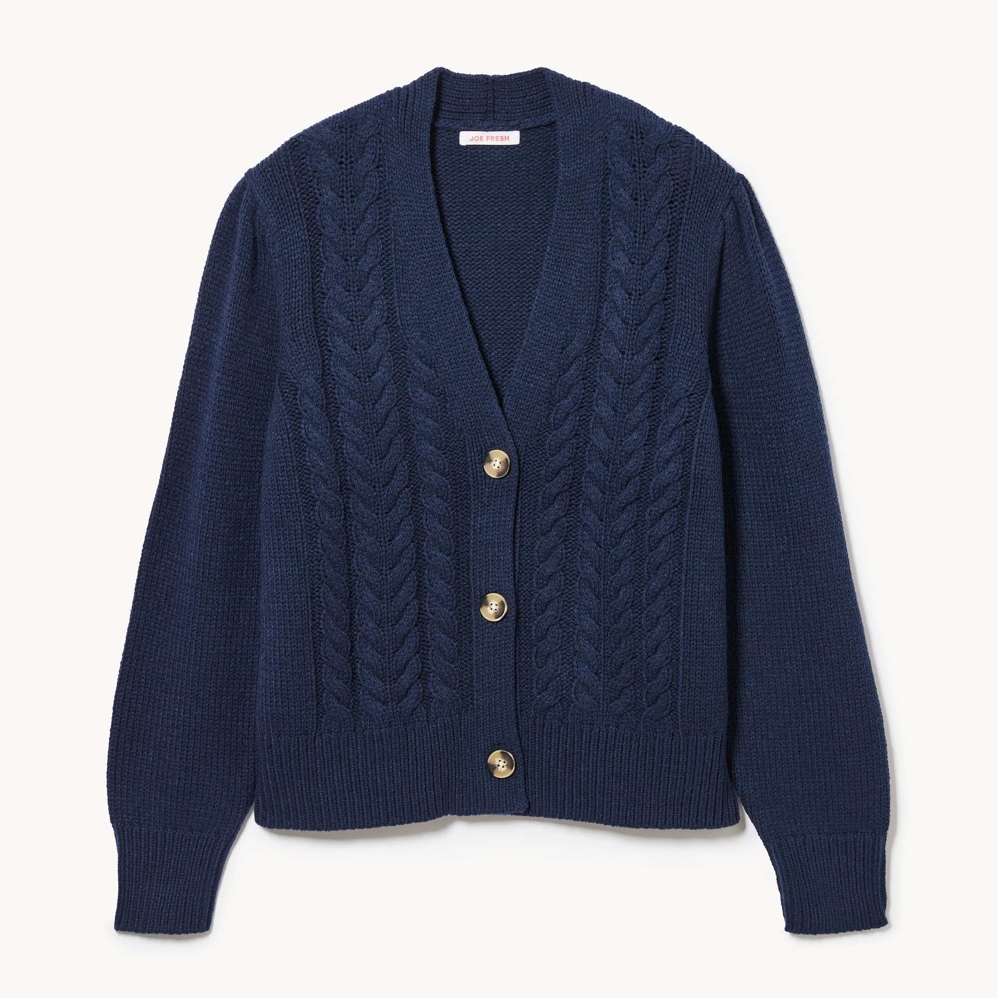 Women+ Cable Knit Cardigan in Navy from Joe Fresh