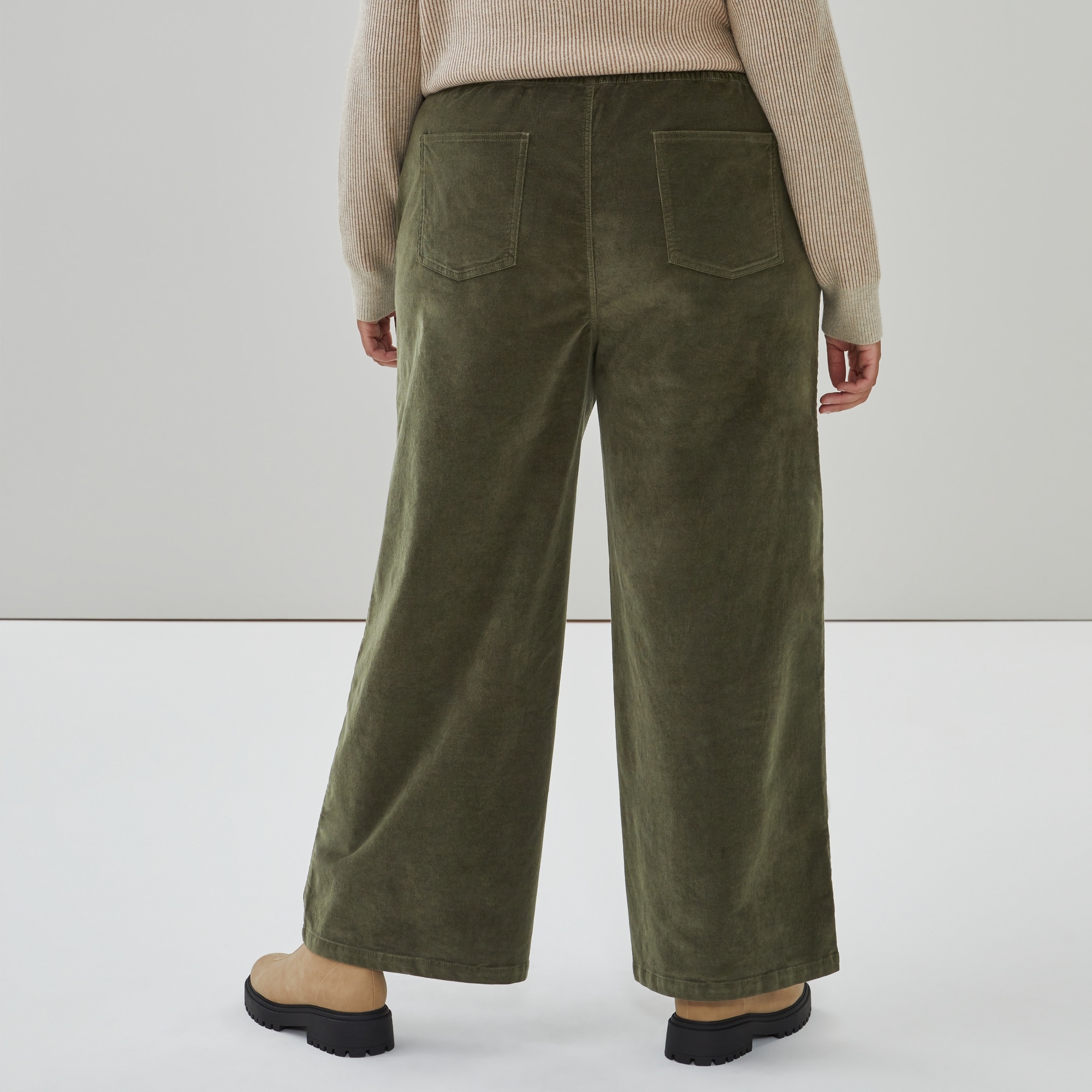 Women+ Corduroy Wide Leg Pant in Dark Olive from Joe Fresh