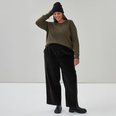Women+ Corduroy Wide Leg Pant - JF Black