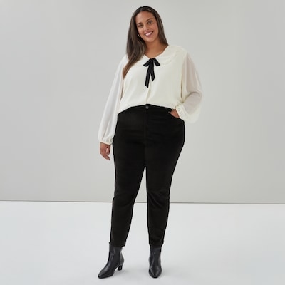 Pantalon à taille haute en velours côtelé Femmes+ - Noir JF