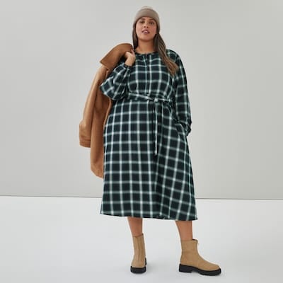 Robe maxi boutonnée à manches longues Femmes+ - Marine