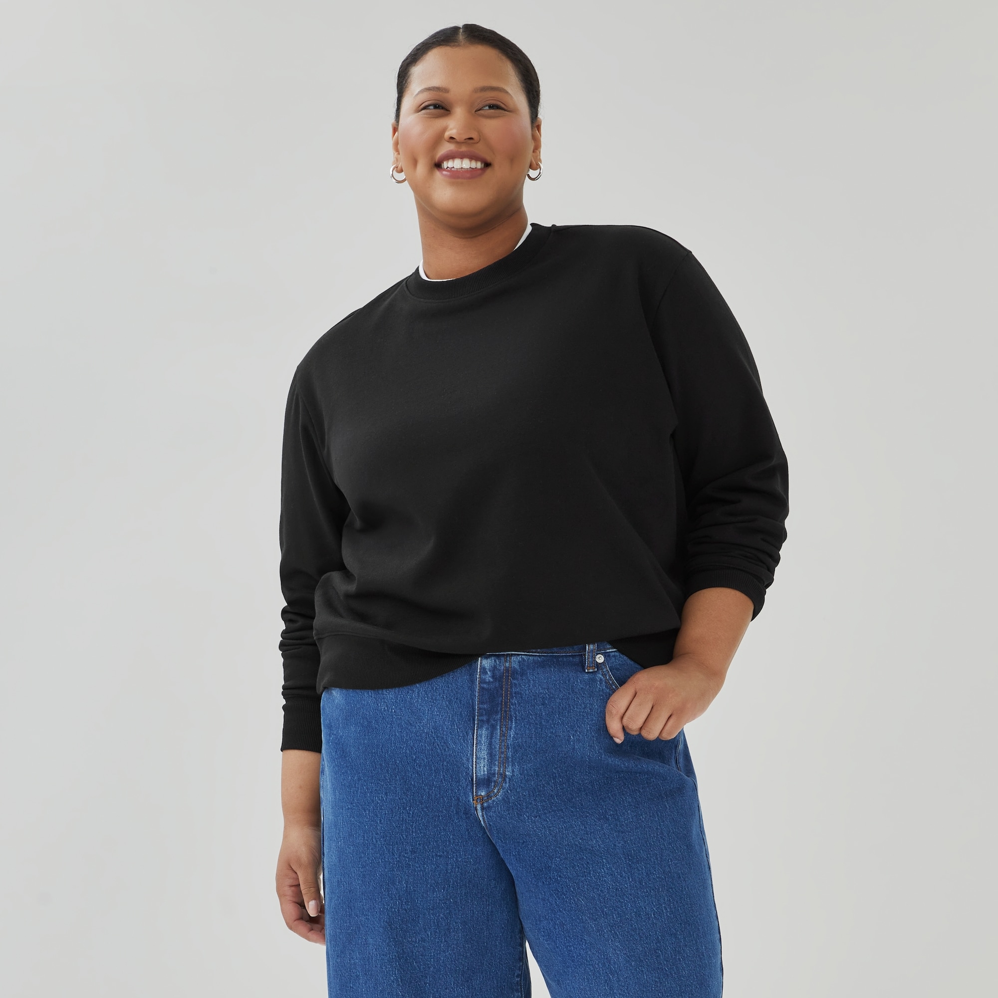 Women+ Crewneck Sweatshirt in JF Black from Joe Fresh