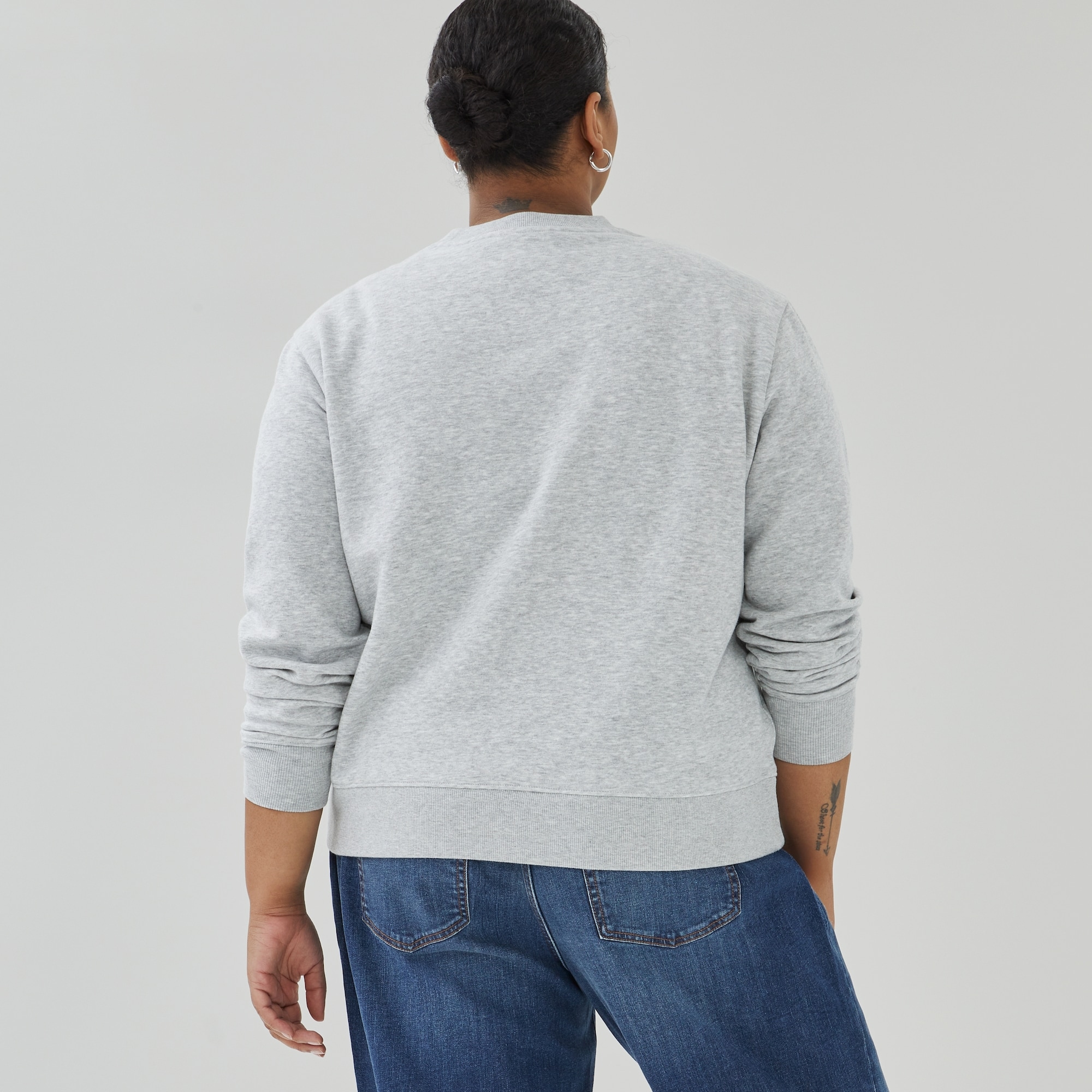 Women+ Crew Neck Sweatshirt in Light Grey Mix from Joe Fresh